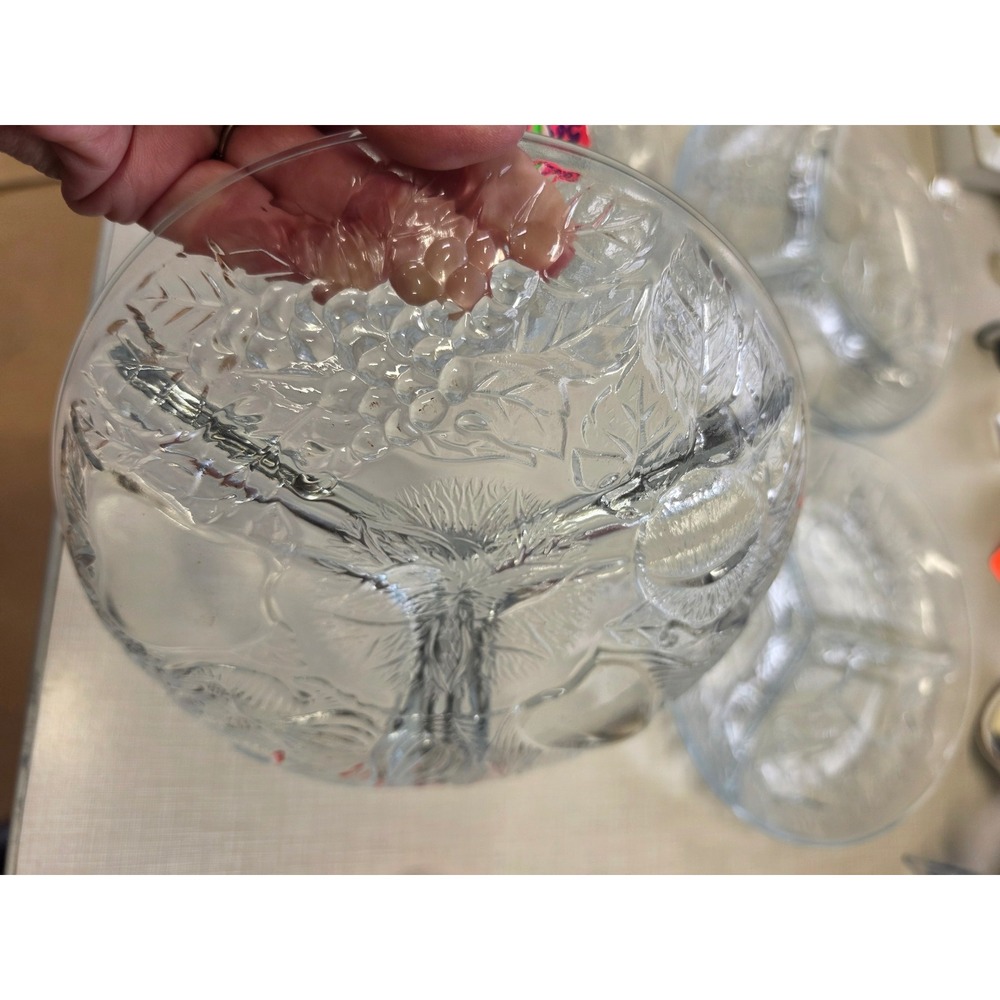 Vintage KIG Indonesia Clear Glass Divided Fruit Plates Set of 4 Appetizer Dishes - Picture 3 of 5